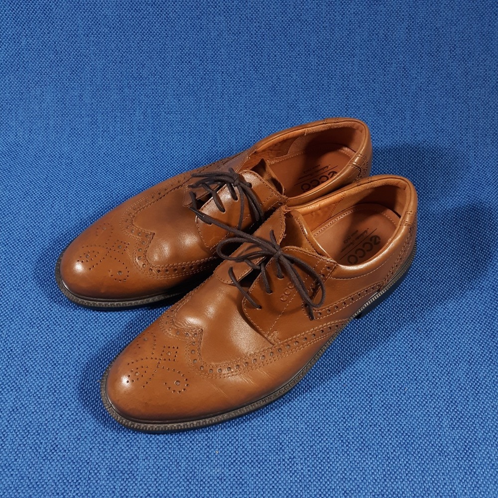 ECCO Wingtip Brogue Oxford Dress Shoes Mens Size EU 46 US 12-12.5 Brown Lace Up - Picture 4 of 10